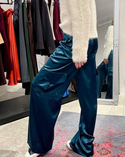 Loose trousers in silky strech with/without pockets