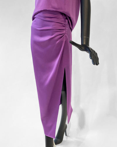 Midi Skirt with Side Slit in Silk/Viscose