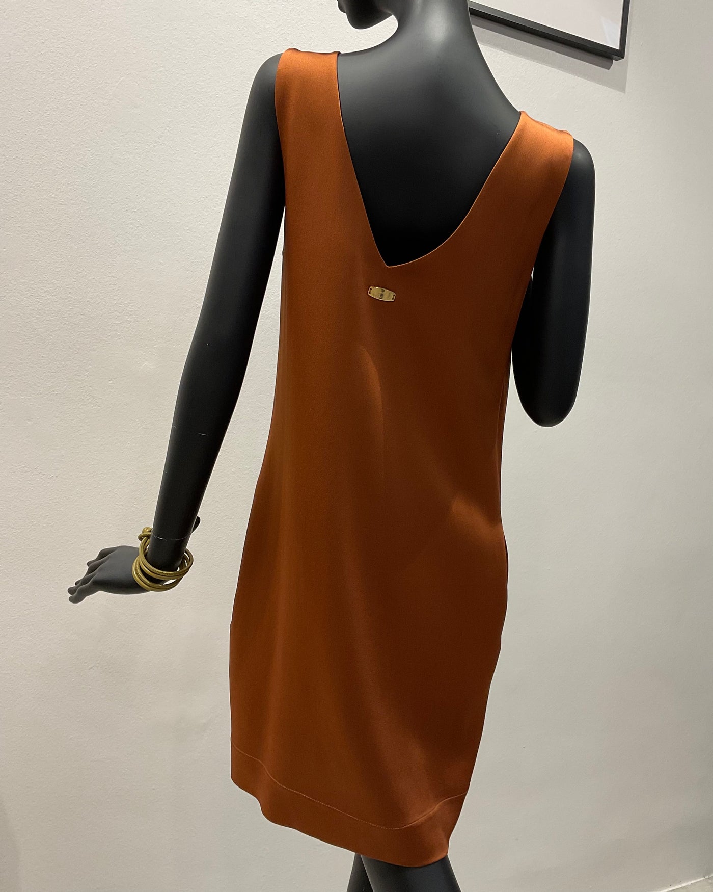 Straight mini dress in silk/viscose