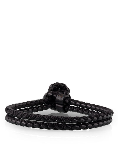 mixed woven bracelet in black for men