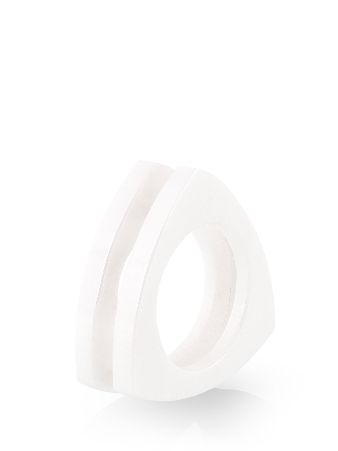 Ceramic Triangle Ring in White